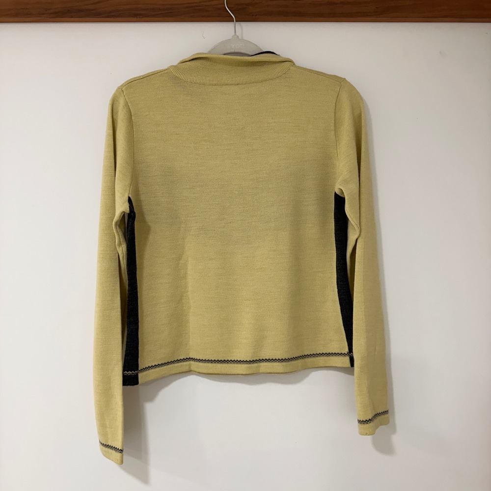 Free People Merino Wool Fair Isle Quarter Zip Sweater Womens Large Yellow Nordic - Picture 3 of 8